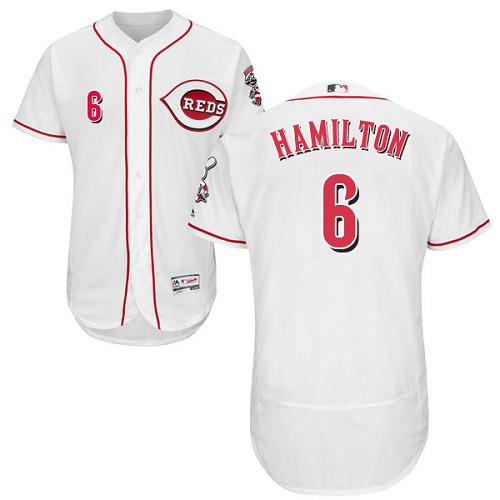 Reds #6 Billy Hamilton White Flexbase Authentic Collection Stitched MLB Jersey